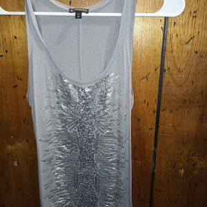 Express Silver Embellished Tank Top